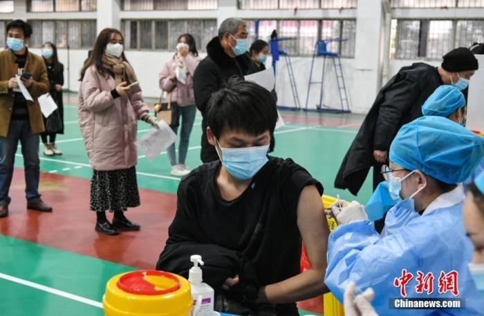 資料圖：安徽農(nóng)業(yè)大學(xué)學(xué)生在校園新冠疫苗接種點(diǎn)接種疫苗。 <a target='_blank' href='/'>中新社</a>記者 韓蘇原 攝