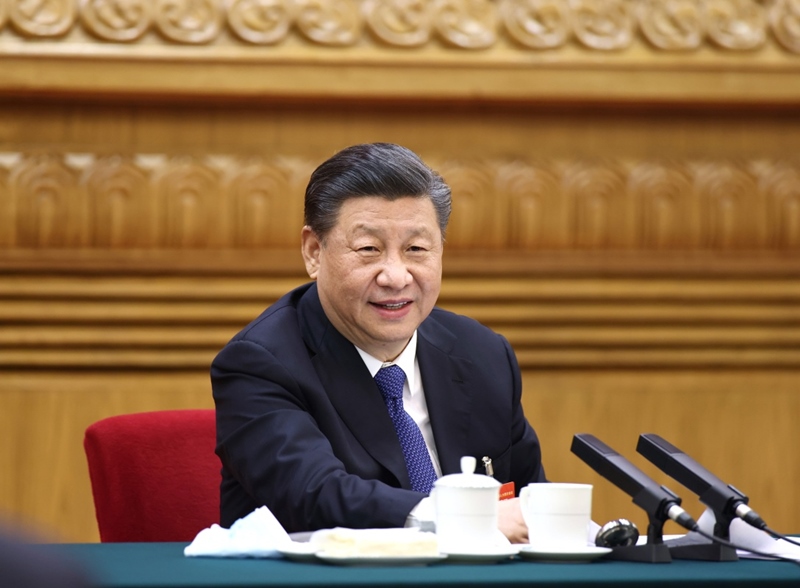 2021年3月5日，習(xí)近平總書記參加十三屆全國(guó)人大四次會(huì)議內(nèi)蒙古代表團(tuán)的審議。