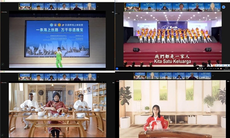 圖為開營儀式上兩國營員表演精彩節(jié)目。黎明職業(yè)大學(xué)供圖