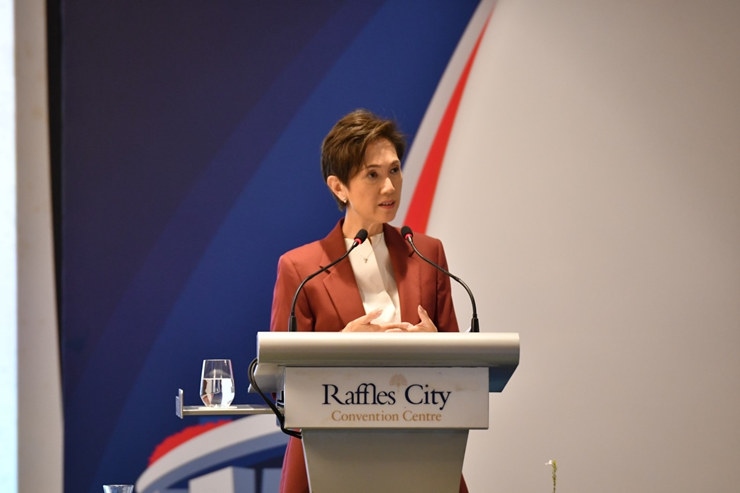 新加坡通訊及新聞部長兼內(nèi)政部第二部長楊莉明。新加坡南洋理工大學(xué)供圖