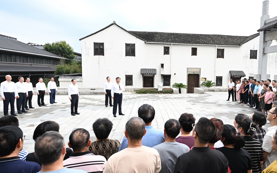 9月20日下午，習(xí)近平總書記在楓橋經(jīng)驗(yàn)陳列館考察。新華社記者 燕雁 攝