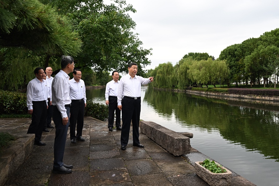 9月20日下午，習(xí)近平總書記在浙東運(yùn)河文化園考察。新華社記者 謝環(huán)馳 攝