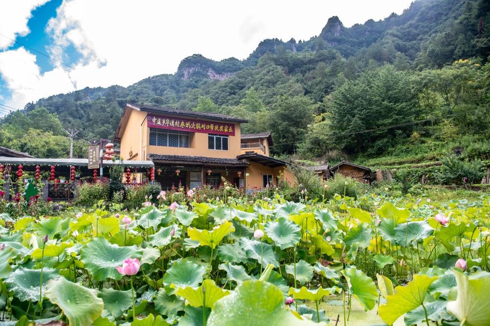 這是8月28日拍攝的華溪村村民開設(shè)的農(nóng)家樂外景。新華社記者 唐奕 攝
