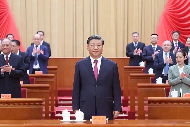 △2023年10月9日，中國工會第十八次全國代表大會在北京人民大會堂開幕。習近平總書記到會祝賀。