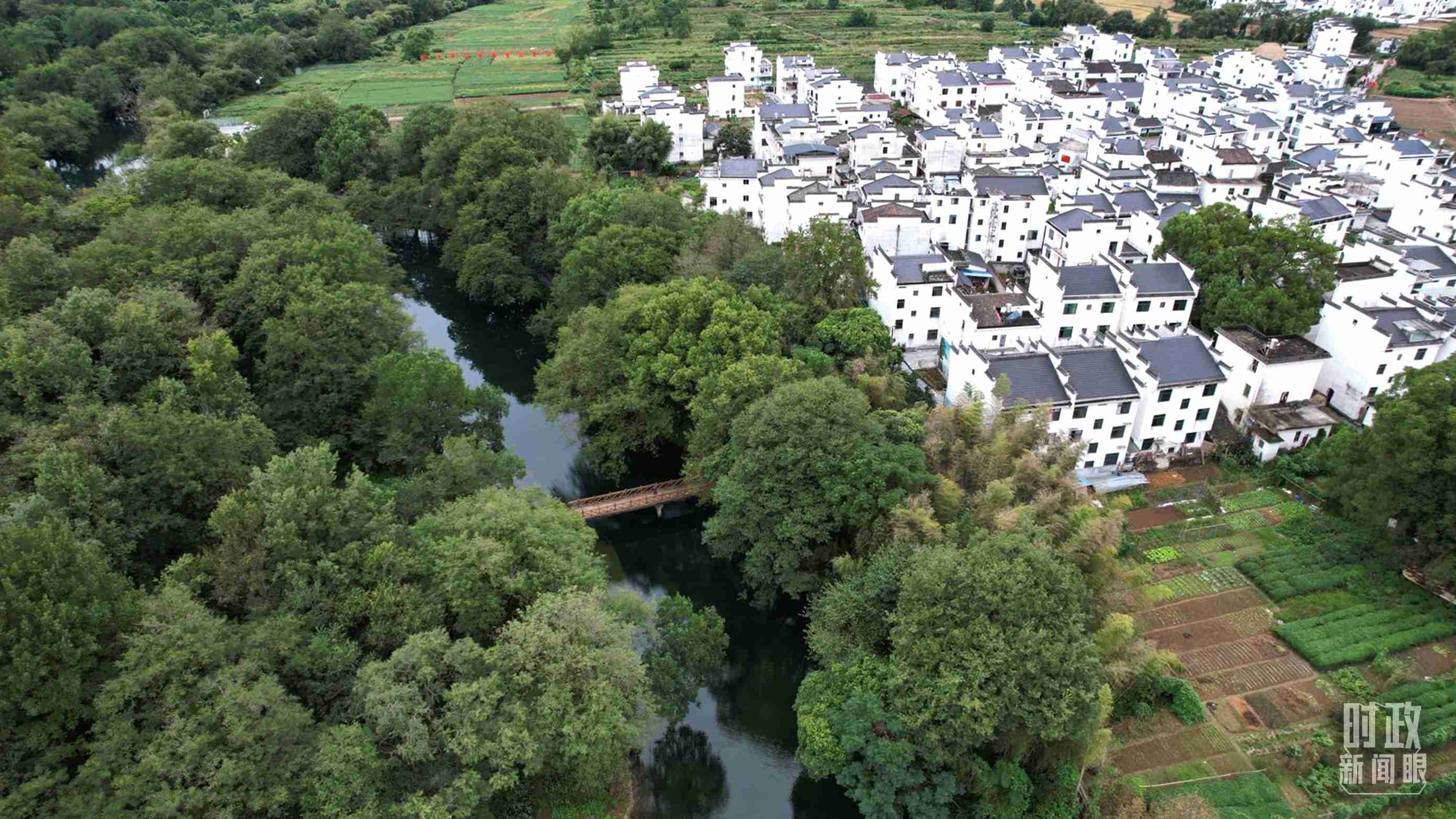 △位于饒河源國家濕地公園中心地帶的石門村。（總臺央視記者范凱拍攝）