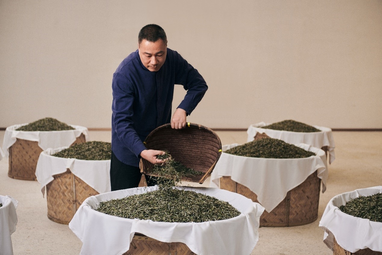 福鼎白茶制作技藝的省級代表性傳承人林振傳在制茶。受訪者供圖