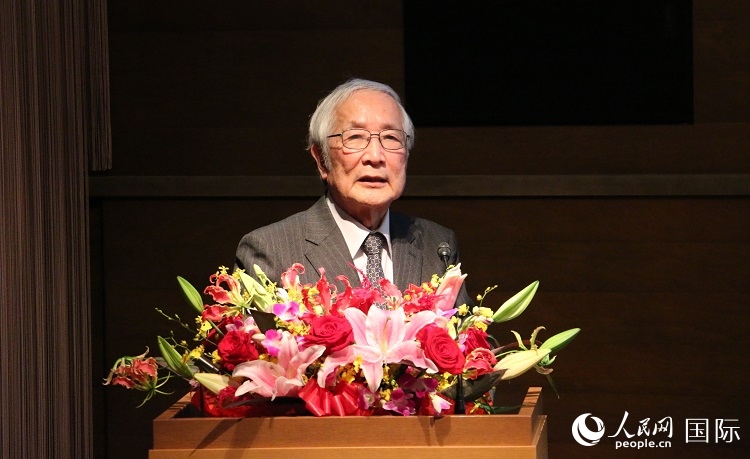 日中科學技術交流協(xié)會會長山脅道夫致辭。人民網(wǎng) 許可攝