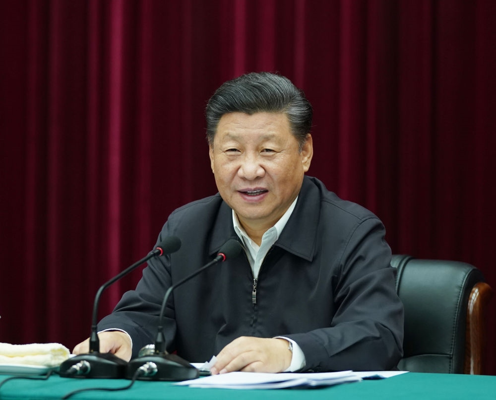 2019年9月18日上午，中共中央總書記、國家主席、中央軍委主席習(xí)近平在鄭州主持召開黃河流域生態(tài)保護(hù)和高質(zhì)量發(fā)展座談會(huì)并發(fā)表重要講話。新華社記者 謝環(huán)馳 攝