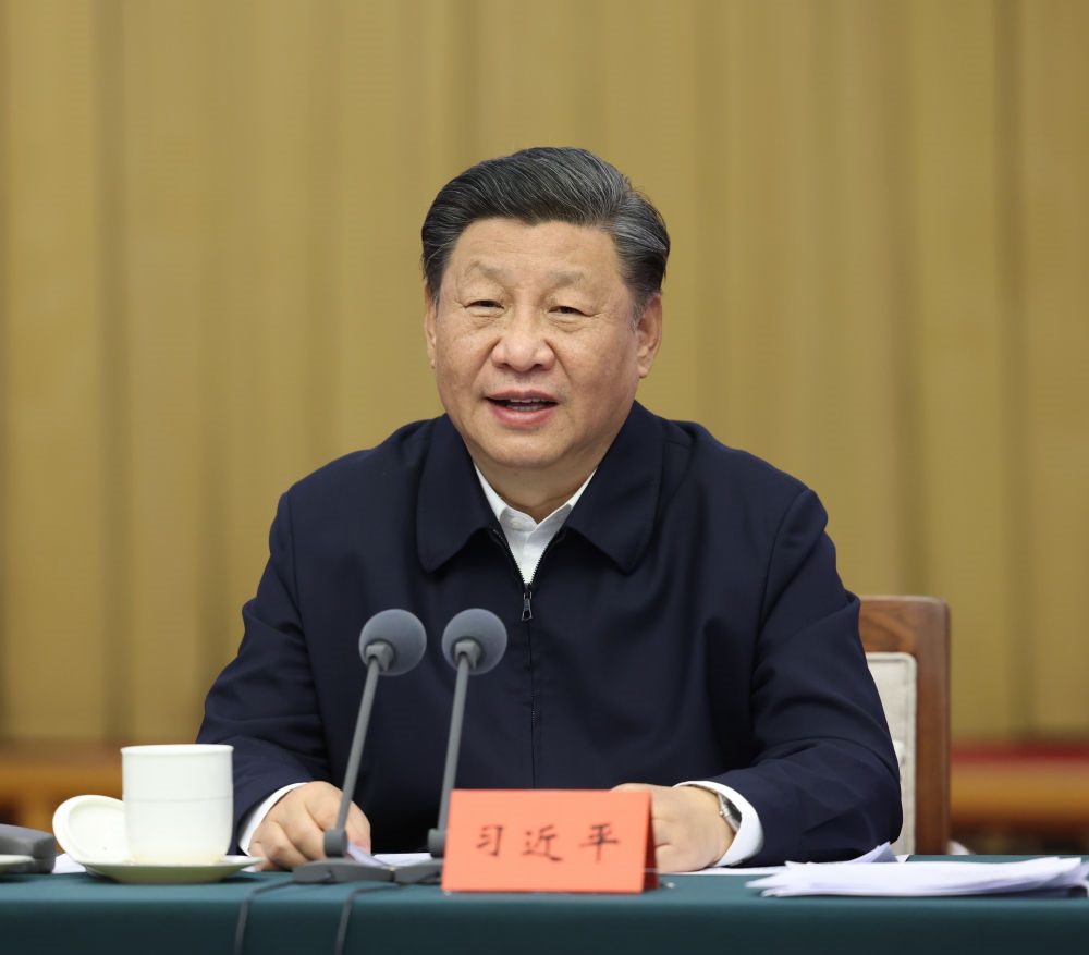 2021年10月22日下午，中共中央總書記、國家主席、中央軍委主席習(xí)近平在山東省濟(jì)南市主持召開深入推動(dòng)黃河流域生態(tài)保護(hù)和高質(zhì)量發(fā)展座談會(huì)并發(fā)表重要講話。新華社記者 謝環(huán)馳 攝