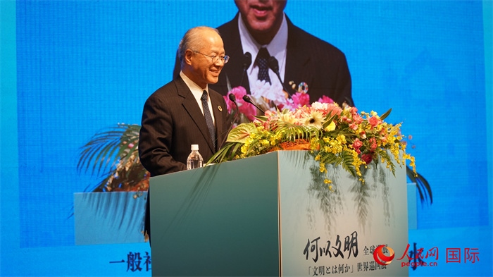 日本日中協(xié)會理事長瀨野清水致辭。人民網(wǎng) 蔣曉辰攝