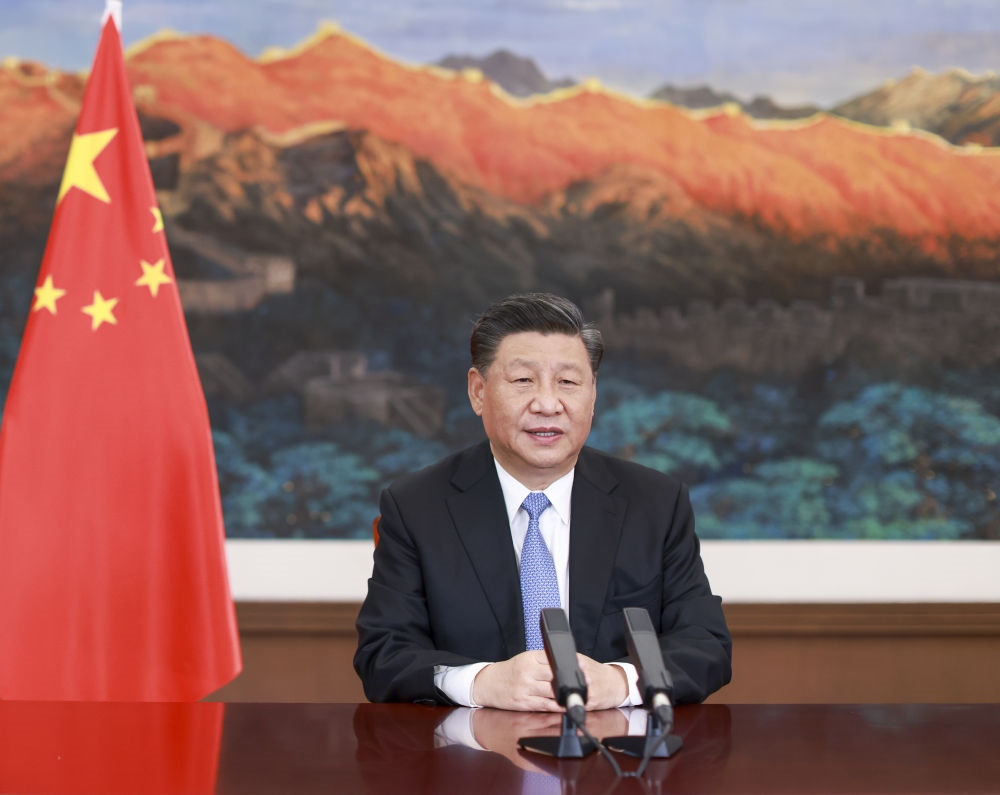 2020年11月27日，習近平在第十七屆中國－東盟博覽會和中國－東盟商務與投資峰會開幕式上致辭。