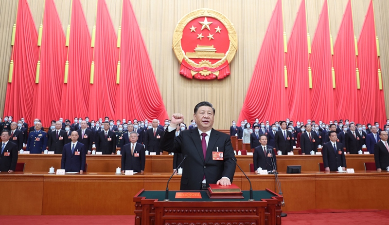 2023年3月10日，習(xí)近平進(jìn)行憲法宣誓。