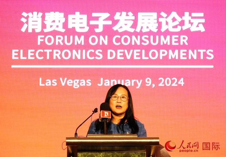 中國(guó)機(jī)電產(chǎn)品進(jìn)出口商會(huì)副會(huì)長(zhǎng)劉春致辭。人民網(wǎng)記者 鄧圩攝