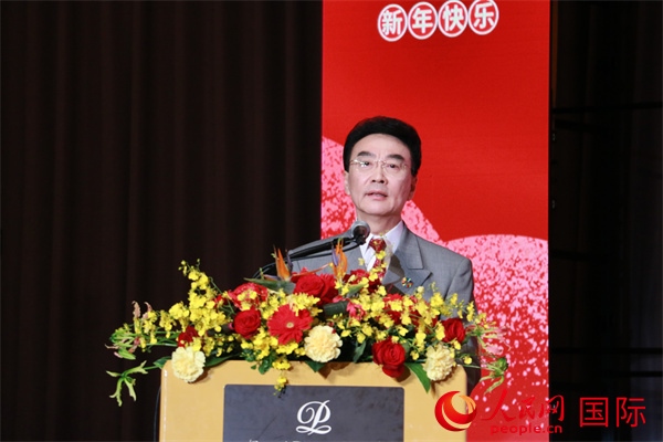 在日中國(guó)企業(yè)協(xié)會(huì)會(huì)長(zhǎng)王家馴致辭。人民網(wǎng) 許可攝