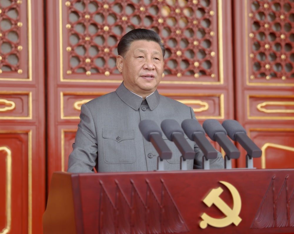 2021年7月1日，慶祝中國共產黨成立100周年大會在北京天安門廣場隆重舉行。習近平發(fā)表重要講話。新華社記者 鞠鵬 攝