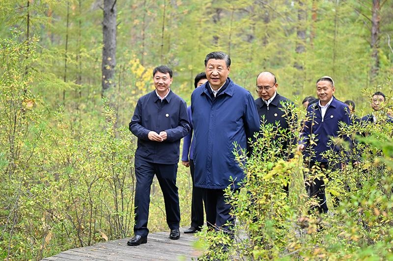 △2023年9月6日，習(xí)近平總書記在大興安嶺地區(qū)漠河市漠河林場自然林區(qū)考察。
