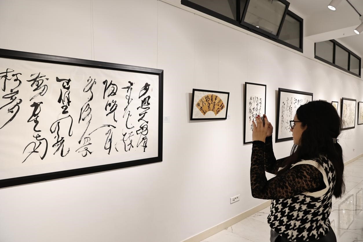 觀眾參觀書法展。拉巴特中國文化中心供圖