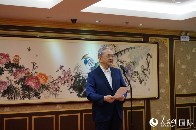 創(chuàng)價(jià)學(xué)會(huì)會(huì)長(zhǎng)原田稔致辭。