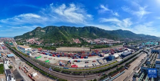 這是6月26日拍攝的中哈連云港物流合作基地（無人機照片）。新華社記者 季春鵬 攝