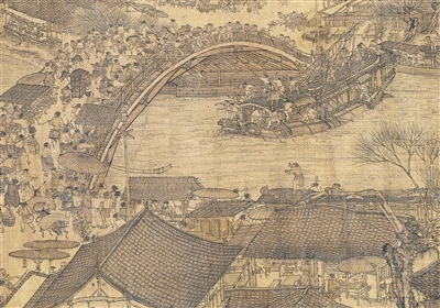 中國畫《清明上河圖》（局部），作者為北宋張擇端。 故宮博物院藏
