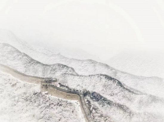 朱銳拍攝的長城雪景。（受訪者供圖）