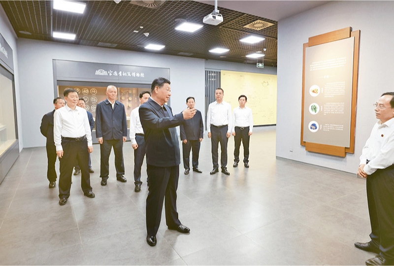 2024年9月10日，中共中央總書記、國家主席、中央軍委主席習近平在前往甘肅考察途中，來到陜西省寶雞市參觀寶雞青銅器博物院。 新華社記者 王曄/攝