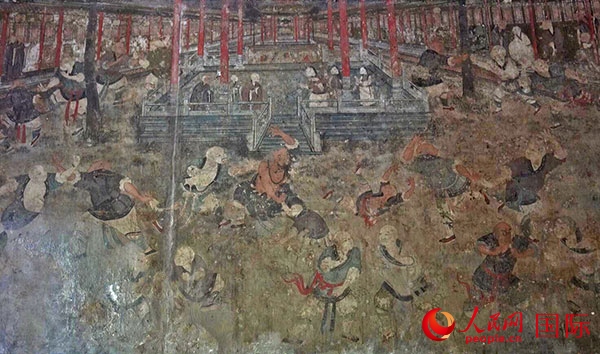 少林寺白衣殿壁畫。人民網(wǎng)記者 張麗婭攝