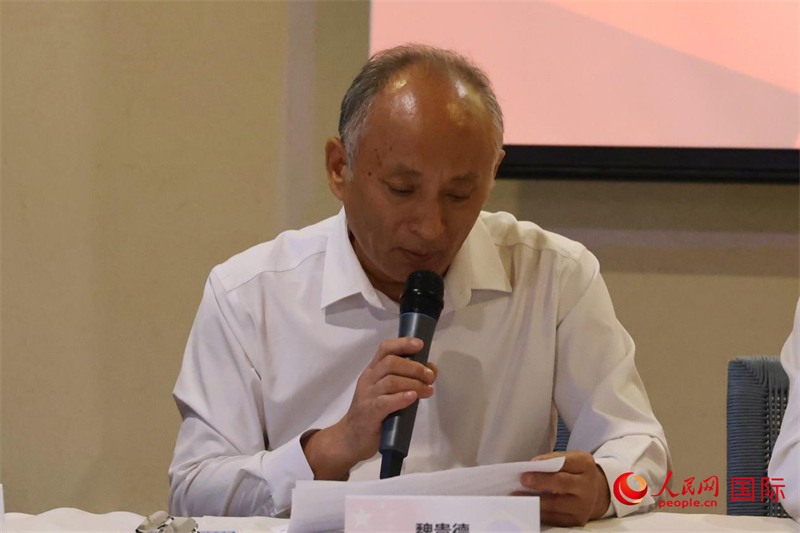 巴西中國安徽商會會長魏貴德在座談會上致辭。人民網(wǎng)記者 陳海琪攝