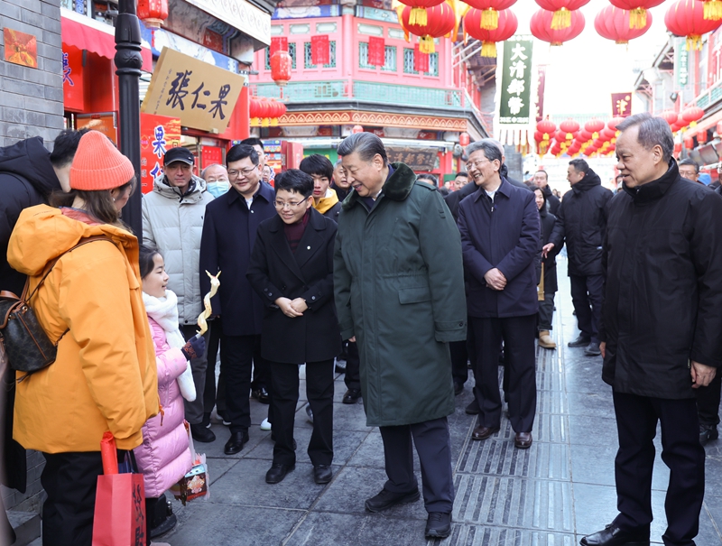2024年2月1日，習近平總書記在天津古文化街考察。