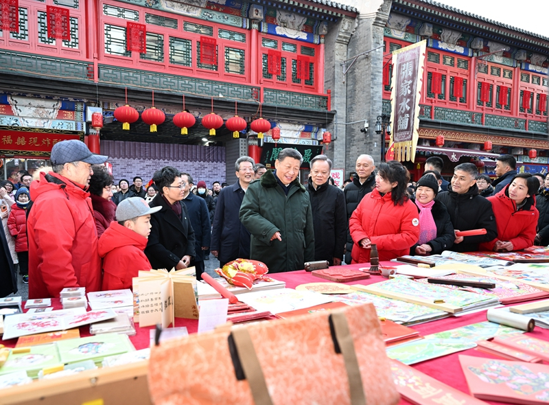 2024年2月1日，習(xí)近平總書記在天津古文化街考察。