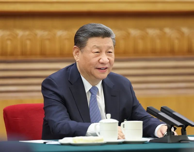 2024年3月5日，習(xí)近平參加他所在的十四屆全國人大二次會議江蘇代表團審議。新華社記者 鞠鵬 攝