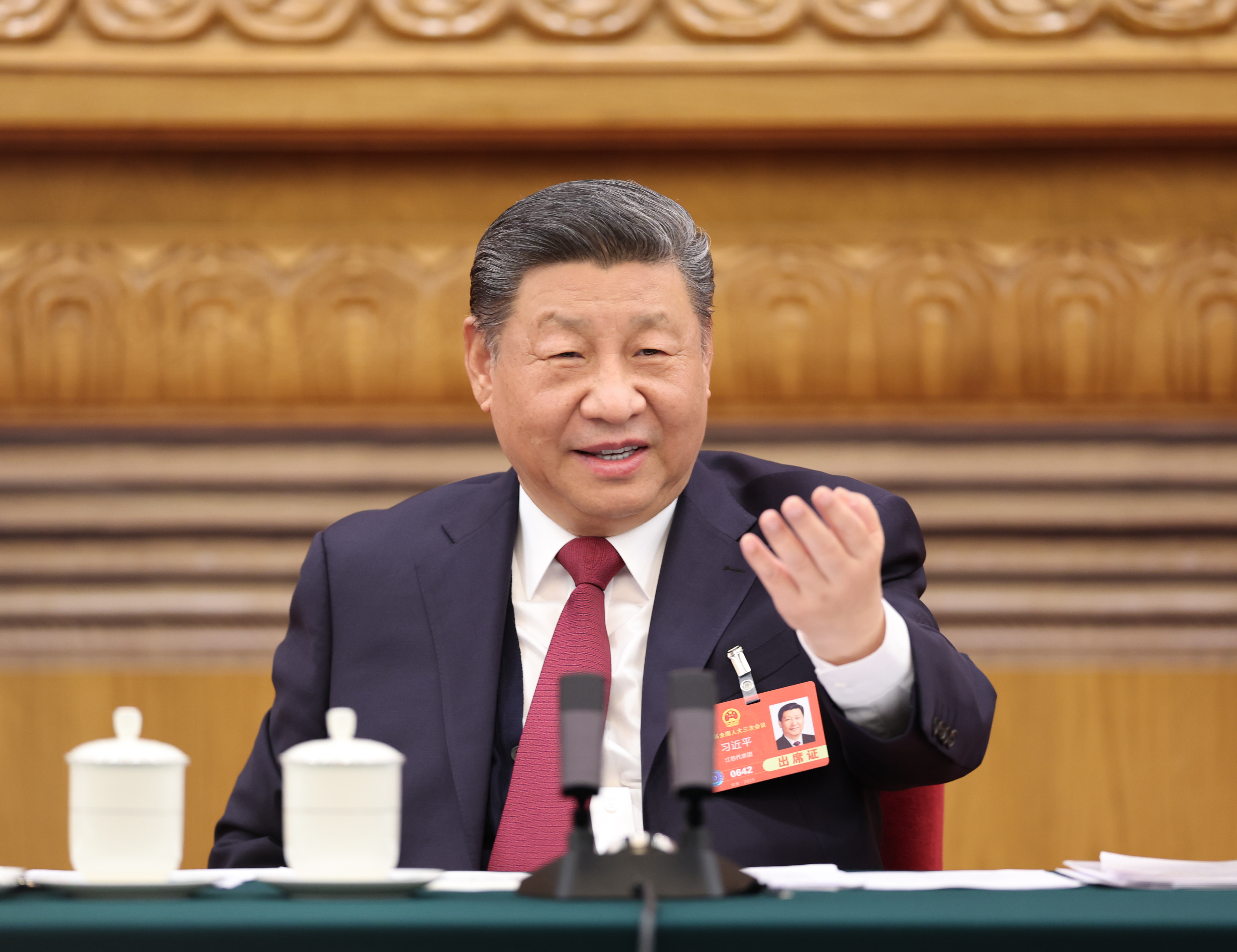 △3月5日下午，中共中央總書記、國家主席、中央軍委主席習近平參加他所在的十四屆全國人大三次會議江蘇代表團審議。