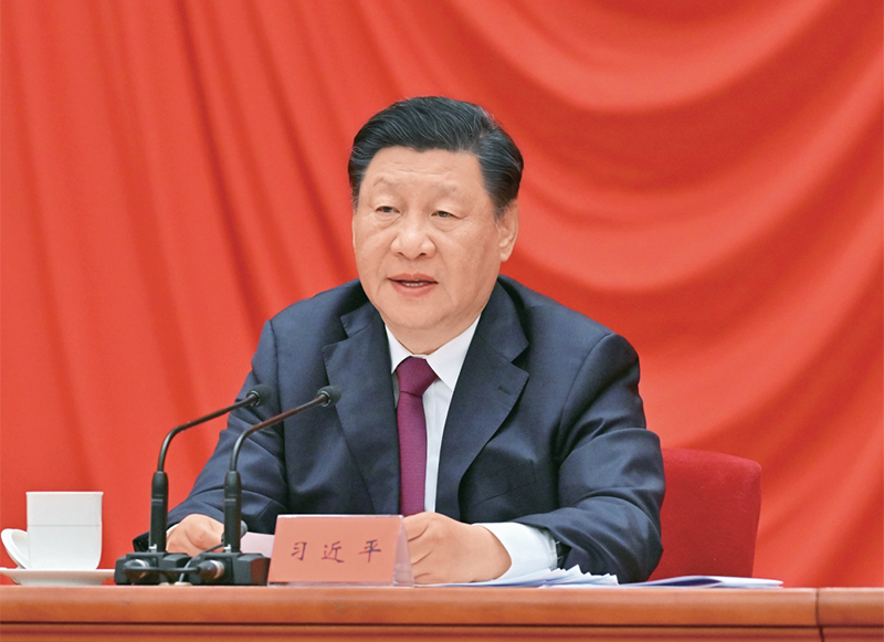 2022年5月10日，慶祝中國共產(chǎn)主義青年團(tuán)成立100周年大會(huì)在北京人民大會(huì)堂隆重舉行。中共中央總書記、國家主席、中央軍委主席習(xí)近平在大會(huì)上發(fā)表重要講話。 新華社記者 岳月偉/攝